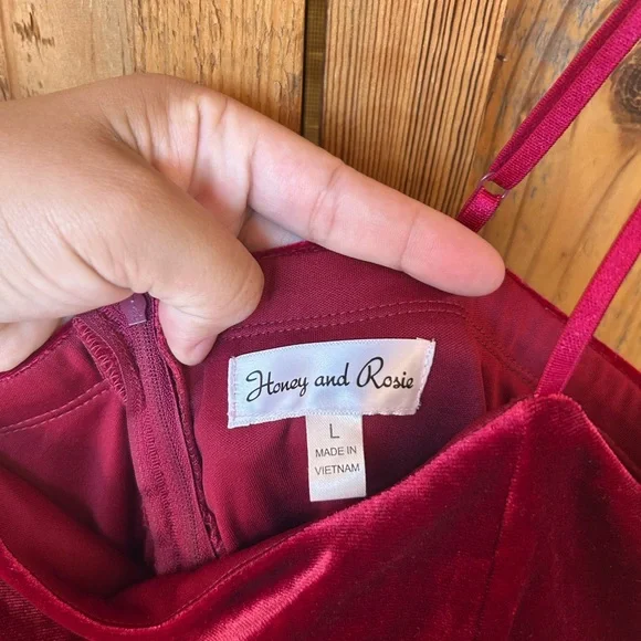 Honey and Rosie Burgundy Velvet Dress - Picture 4 of 6